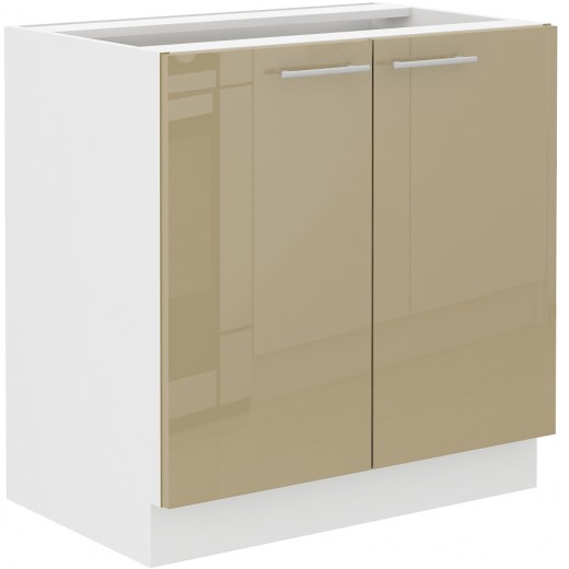 Szafka kuchenna pod zlew 80 cm cappucino połysk LARA 80ZL 2F BB