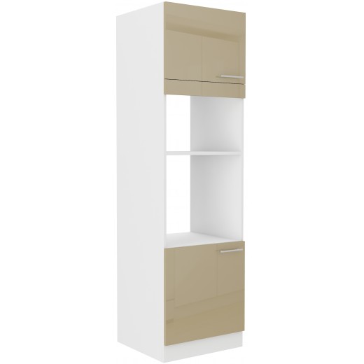 Szafka kuchenna dolna na piekarnik i mikrofalę 60 cm słupek LARA 60DPM 210 2F Cappucino połysk