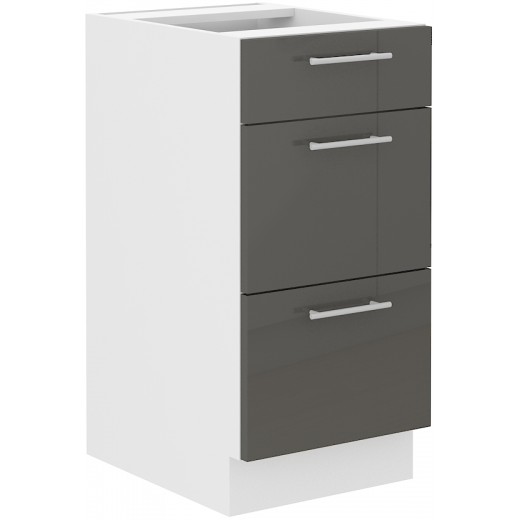 Szafka kuchenna dolna 40 cm z szufladami LARA 40D 3S BB GRWH grafit połysk