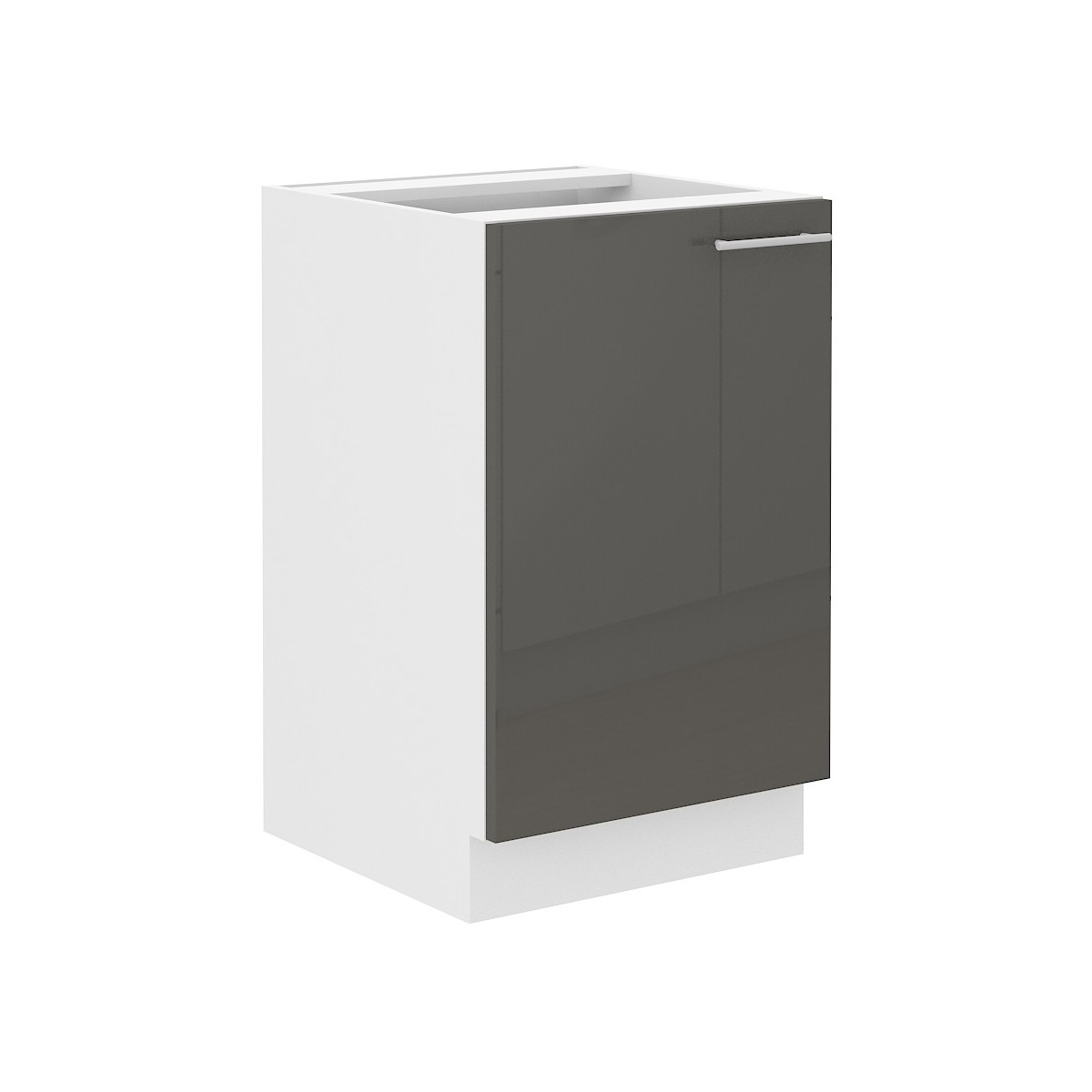 Szafka kuchenna pod zlew 50 cm grafit połysk LARA 50D ZL 1F BB GRWH