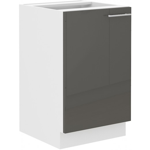 Szafka kuchenna pod zlew 50 cm grafit połysk LARA 50D ZL 1F BB GRWH