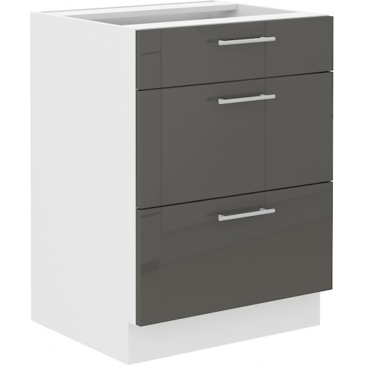Szafka kuchenna dolna 60 cm LARA 60D 3S BB GRWH grafit połysk