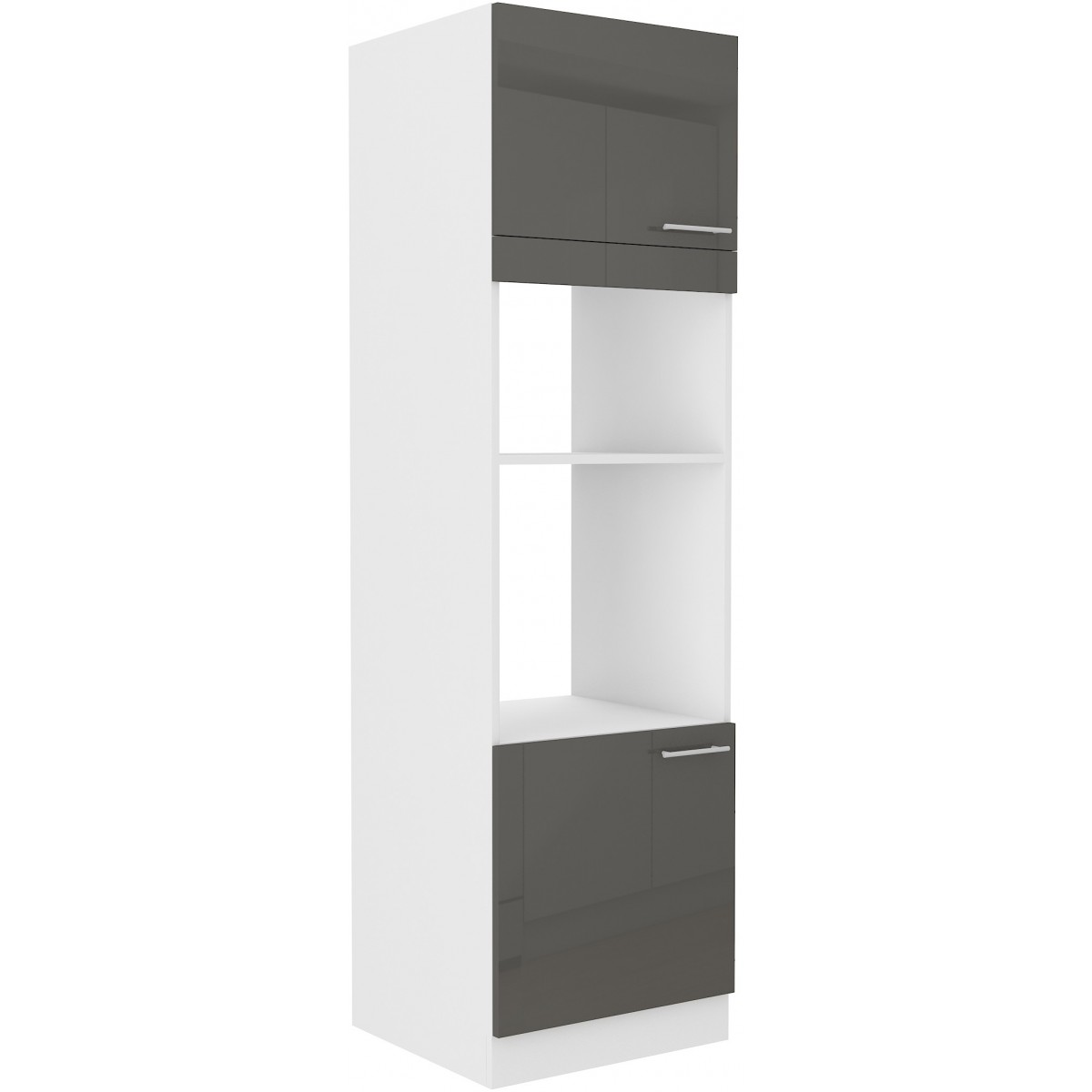 Szafka kuchenna dolna na piekarnik i mikrofalę 60 cm słupek LARA 60DPM 210 2F GRWH grafit połysk