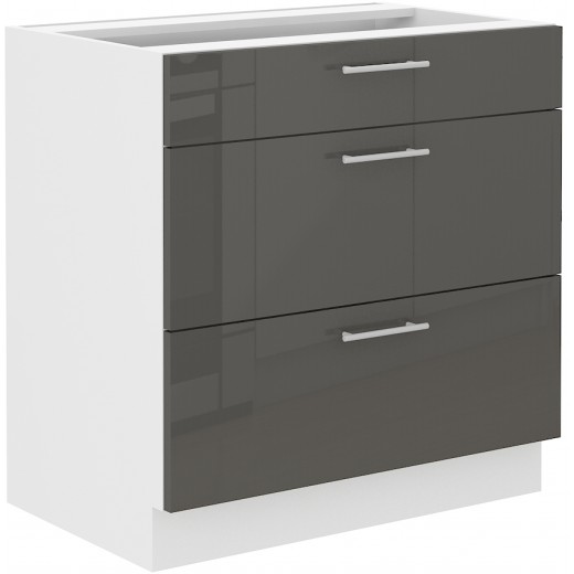 Szafka kuchenna dolna LARA 80D 3S BB GRWH grafit połysk