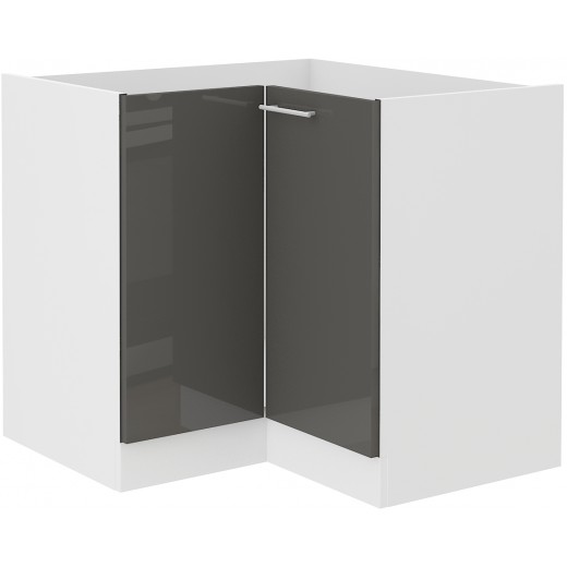 Szafka kuchenna dolna narożna LARA 90x90DN 1F BB GRWH grafit połysk