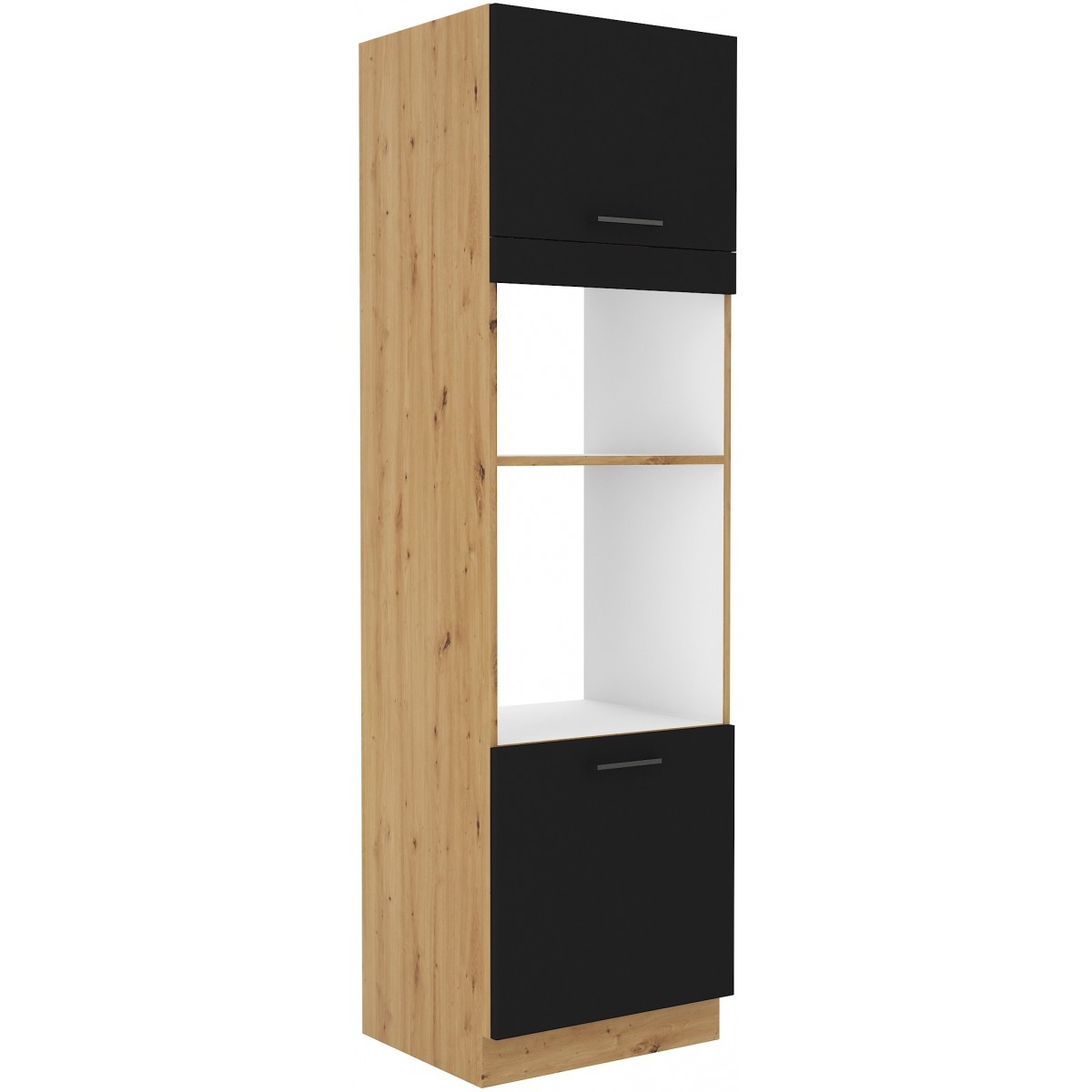 Szafka kuchenna dolna na piekarnik i mikrofalę 60 cm słupek MODENA 60DPM 210 2F czarna mat