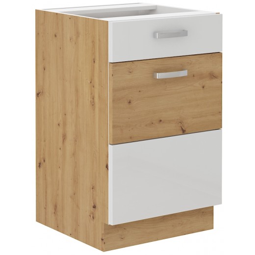 Szafka kuchenna dolna 50 cm ARTISAN 50D 1F1S BB Cargo biała - dąb artisan