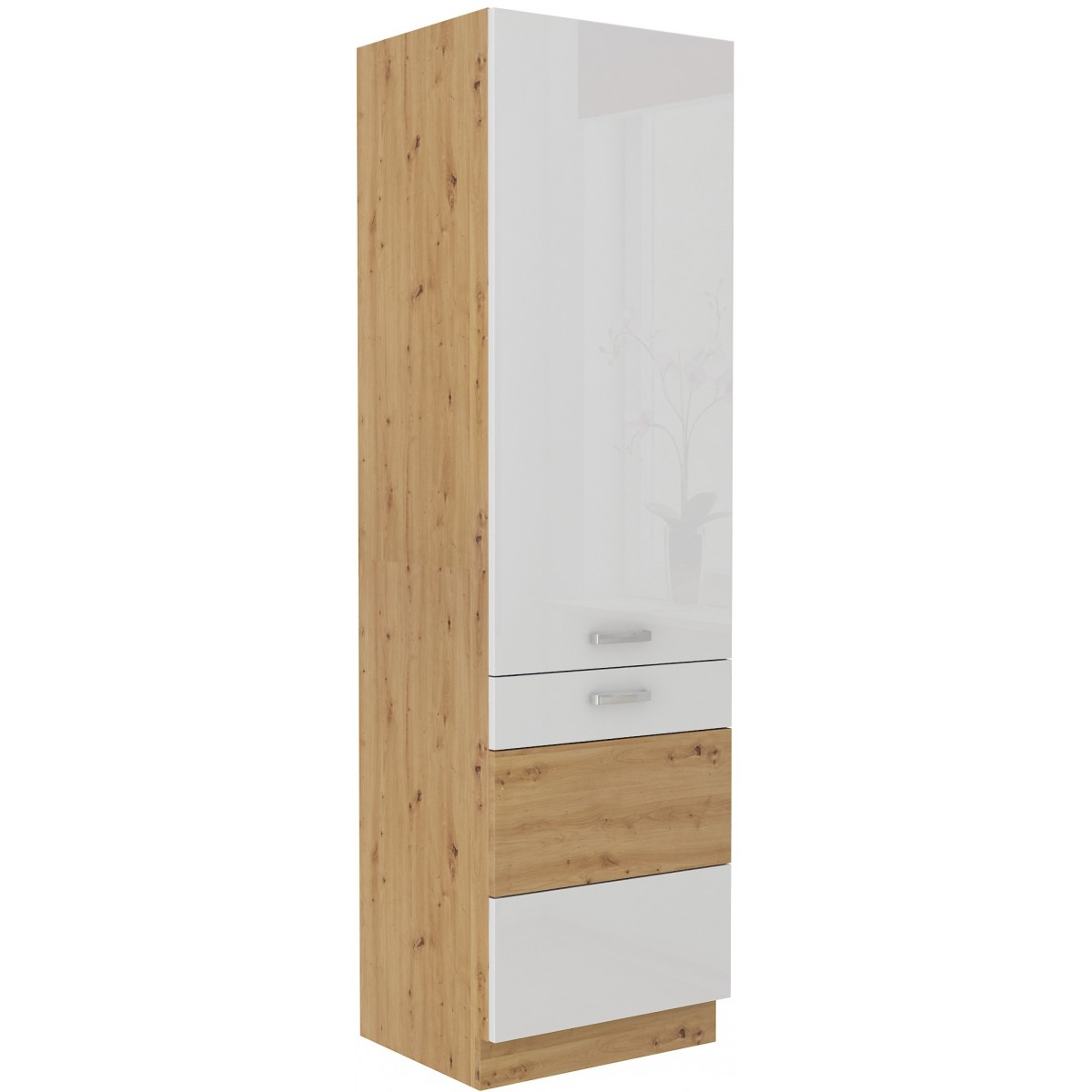 Szafka kuchenna dolna 60 cm słupek ARTISAN 60DK 210 2F biała - dąb artisan