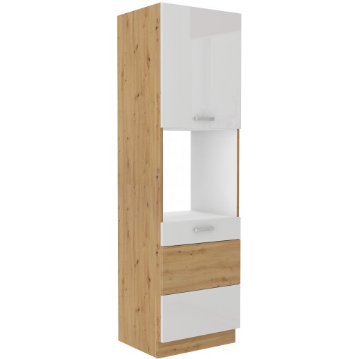 Szafka kuchenna dolna na piekarnik 60 cm słupek ARTISAN 60DP 210 2F biała - dąb artisan