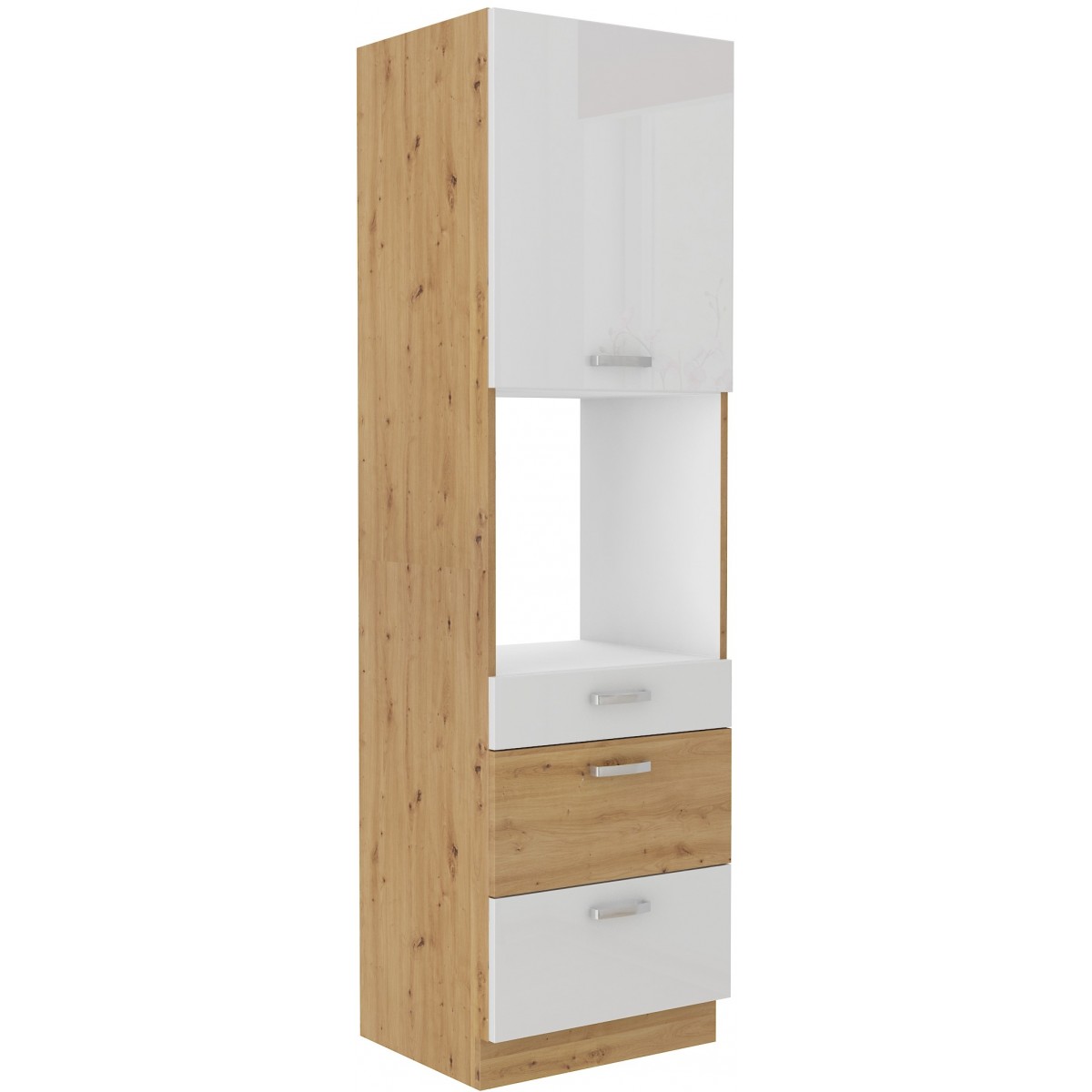 Szafka kuchenna dolna na piekarnik 60 cm słupek ARTISAN 60DPS 210 3S 1F biała - dąb artisan