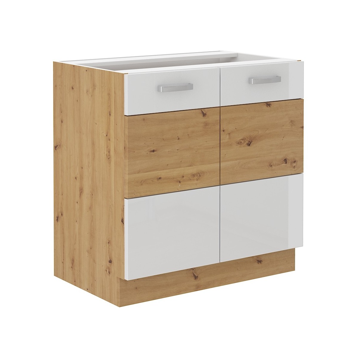 Szafka kuchenna dolna ARTISAN 80D 2F BB biała - dąb artisan