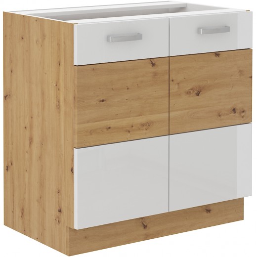 Szafka kuchenna dolna ARTISAN 80D 2F BB biała - dąb artisan