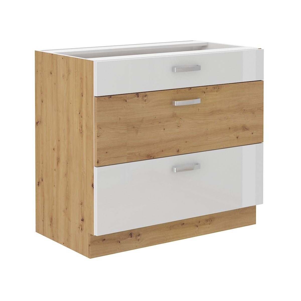 Szafka kuchenna dolna ARTISAN 80D 3S BB biała - dąb artisan