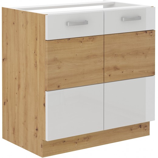 Szafka kuchenna pod zlew 80 cm biała połysk ARTISAN 80ZL 2F BB
