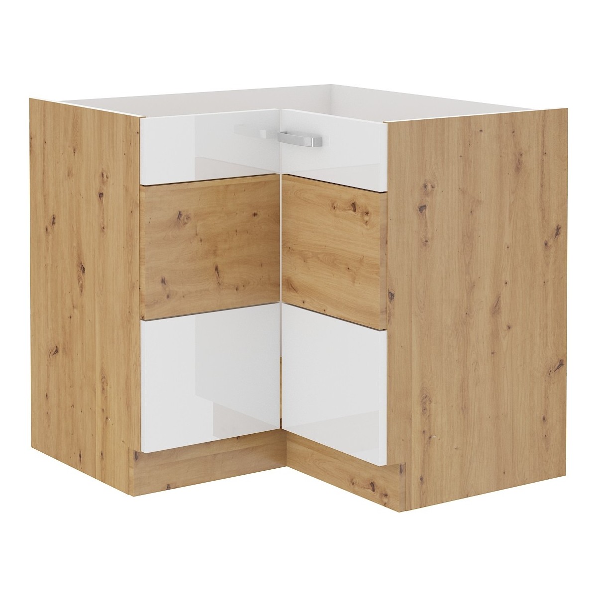 Szafka kuchenna dolna narożna ARTISAN 90x90DN 1F BB biała - dąb artisan