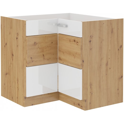 Szafka kuchenna dolna narożna ARTISAN 90x90DN 1F BB biała - dąb artisan
