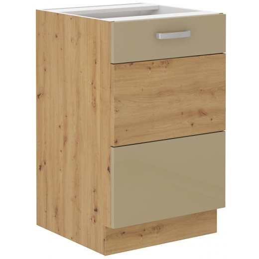 Szafka kuchenna pod zlew 50 cm cappucino połysk ARTISAN 50D ZL 1F BB