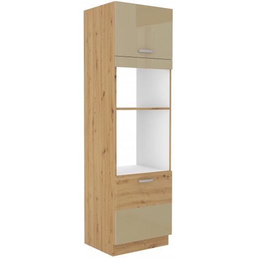 Szafka kuchenna dolna na piekarnik i mikrofalę 60 cm słupek ARTISAN 60DPM 210 2F cappucino - dąb artisan