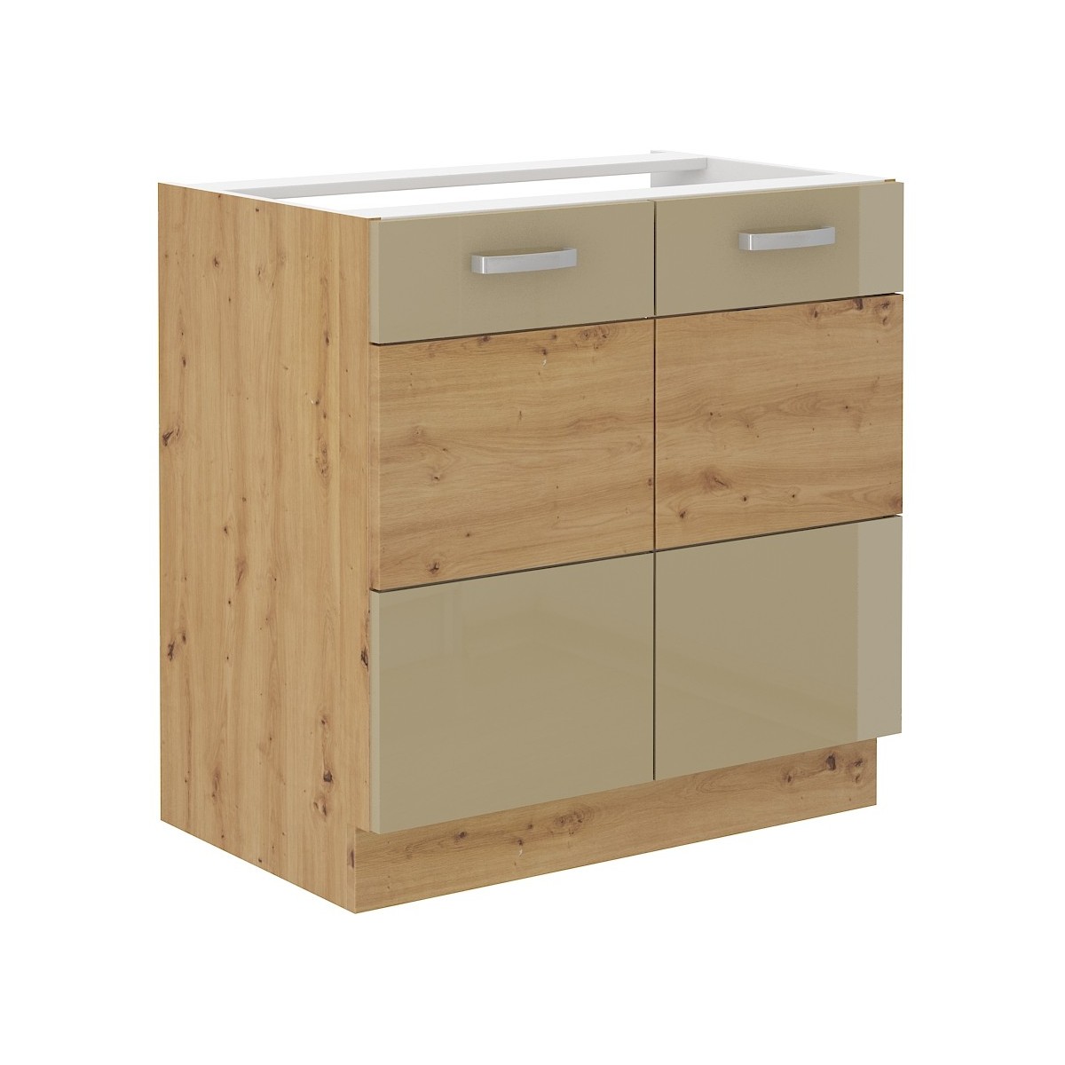 Szafka kuchenna pod zlew 80 cm cappucino połysk ARTISAN 80ZL 2F BB