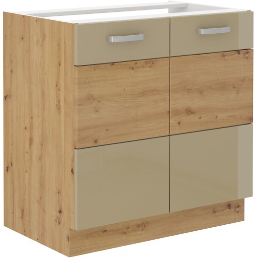 Szafka kuchenna pod zlew 80 cm cappucino połysk ARTISAN 80ZL 2F BB