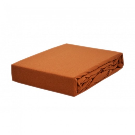 Prześcieradło bawełna jersey z gumką 160x200 rude
