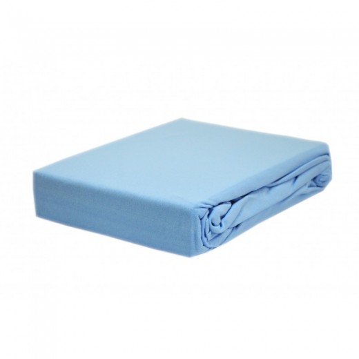 Prześcieradło bawełna jersey z gumką 120x200 niebieskie