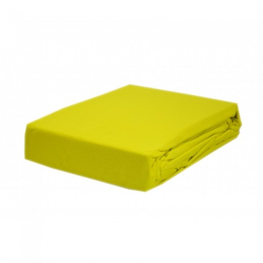 Prześcieradło bawełna jersey z gumką 90x200 żółte