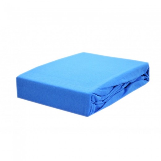 Prześcieradło bawełna jersey z gumką 200x220 niebieskie