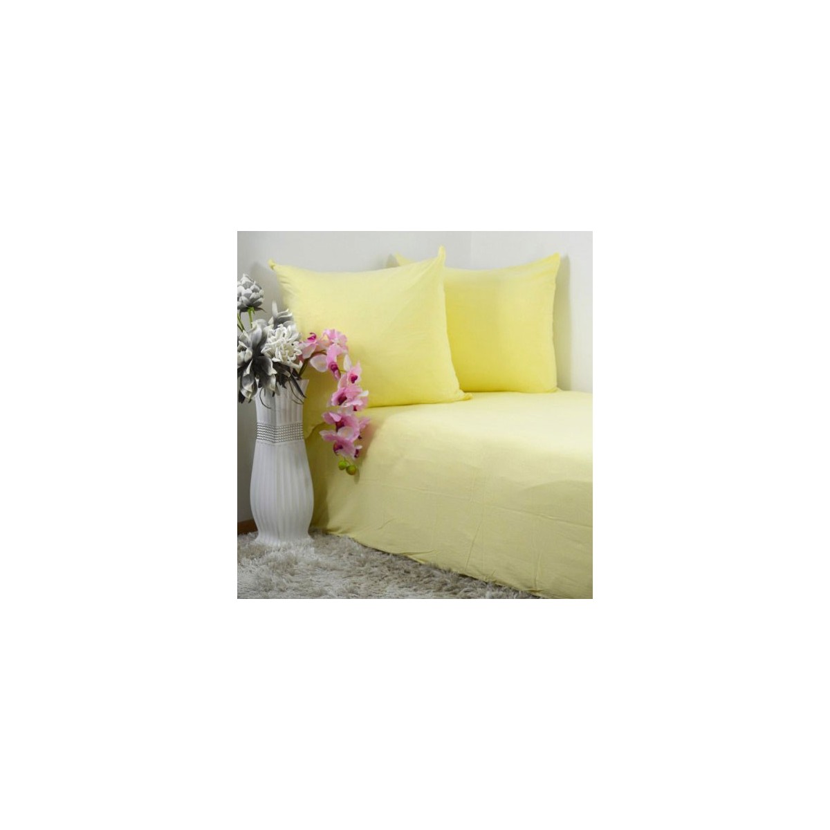 Pościel jersey 160x200 bawełna żółta bananowa 3