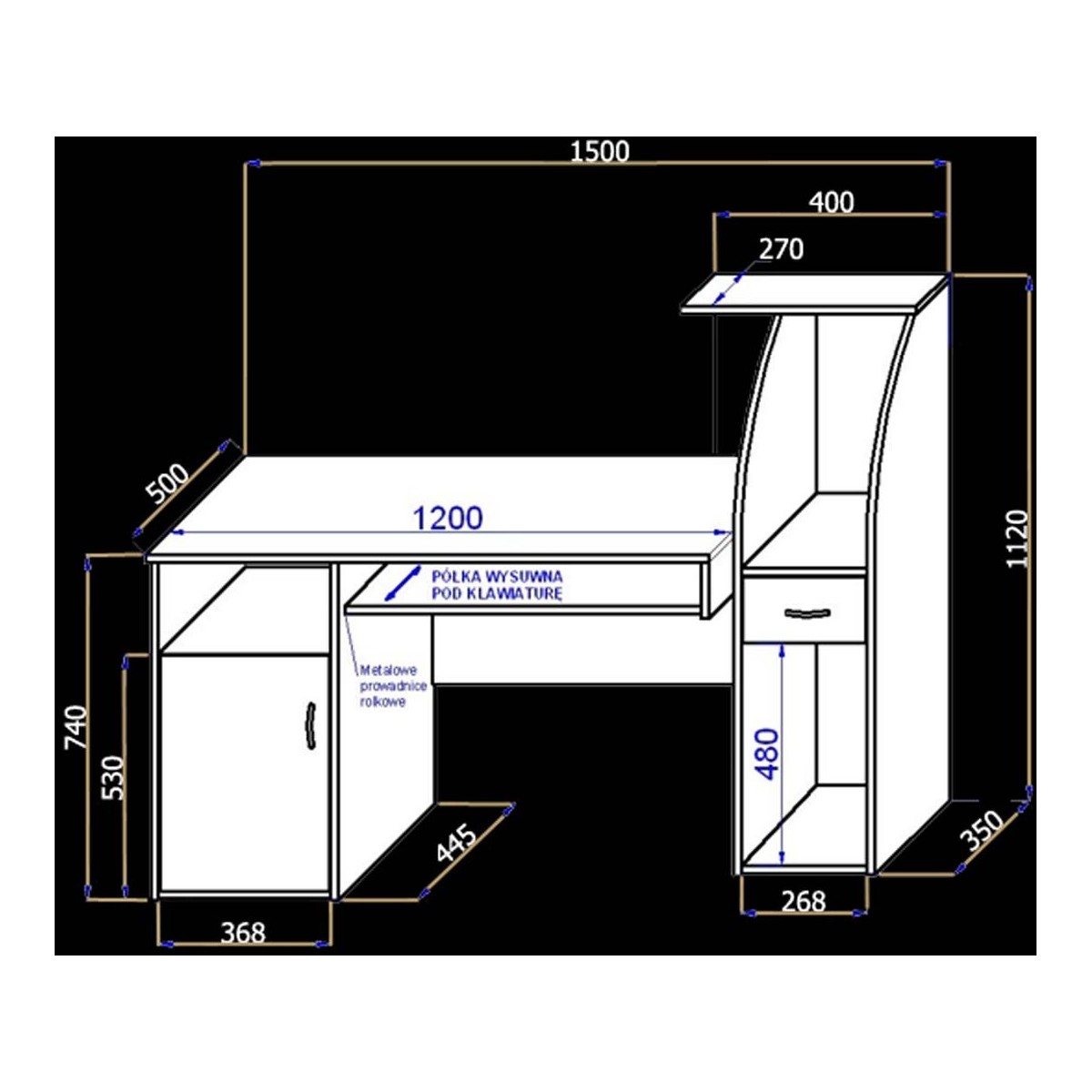 Biurko dziecięce Rysio 50x150 sonoma