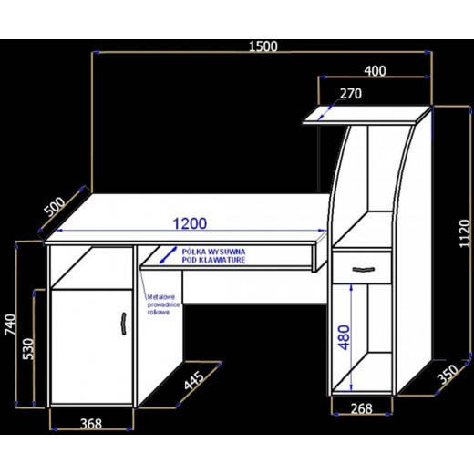Biurko dziecięce Rysio 50x150 białe sonoma