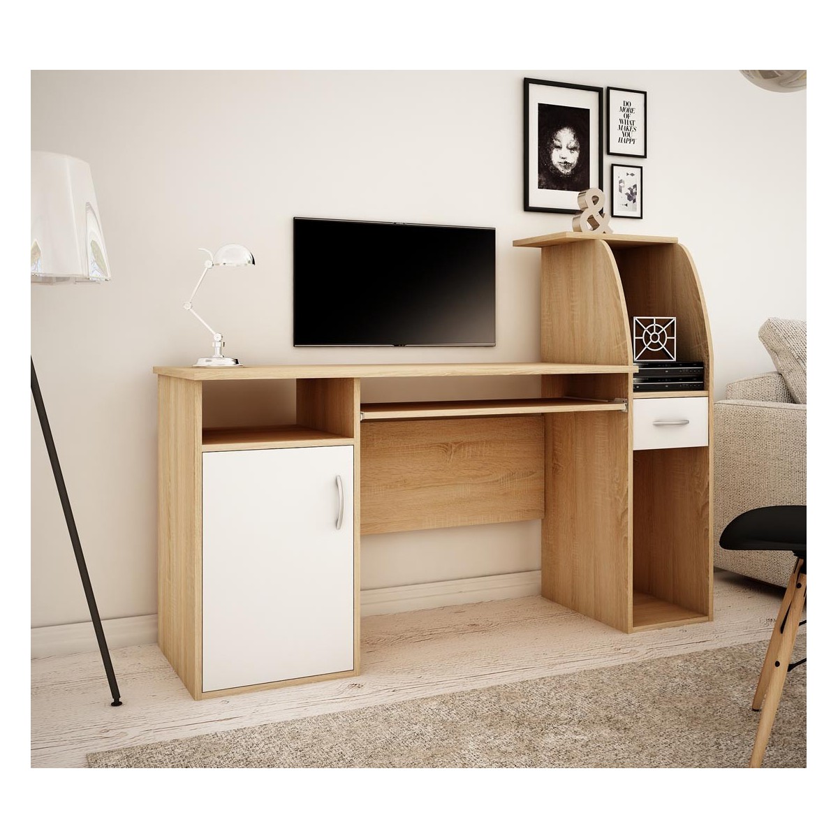 Biurko dziecięce Rysio 50x150 białe sonoma