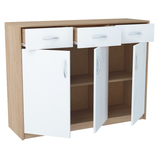 Komoda z szufladami i dzwiami biała sonoma JULCIA 35x110cm