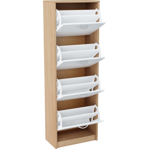 Nowoczesna szafka na buty słupek wysoki biała sonoma JULCIA 28x50cm