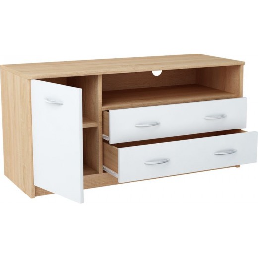 Nowoczesna Komoda RTV biała sonoma JULCIA 110cm