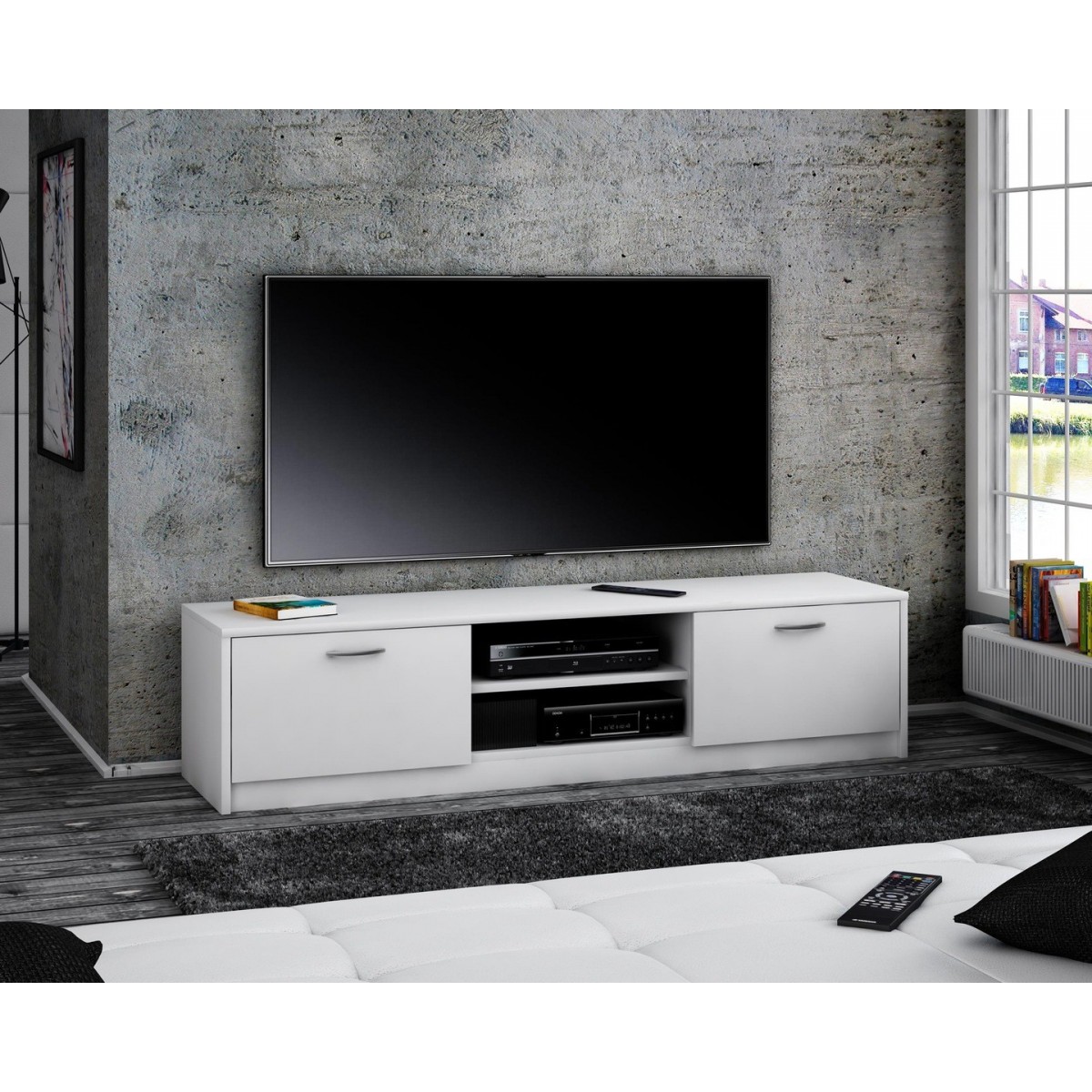 Nowoczesna Komoda RTV biała JULCIA 120cm