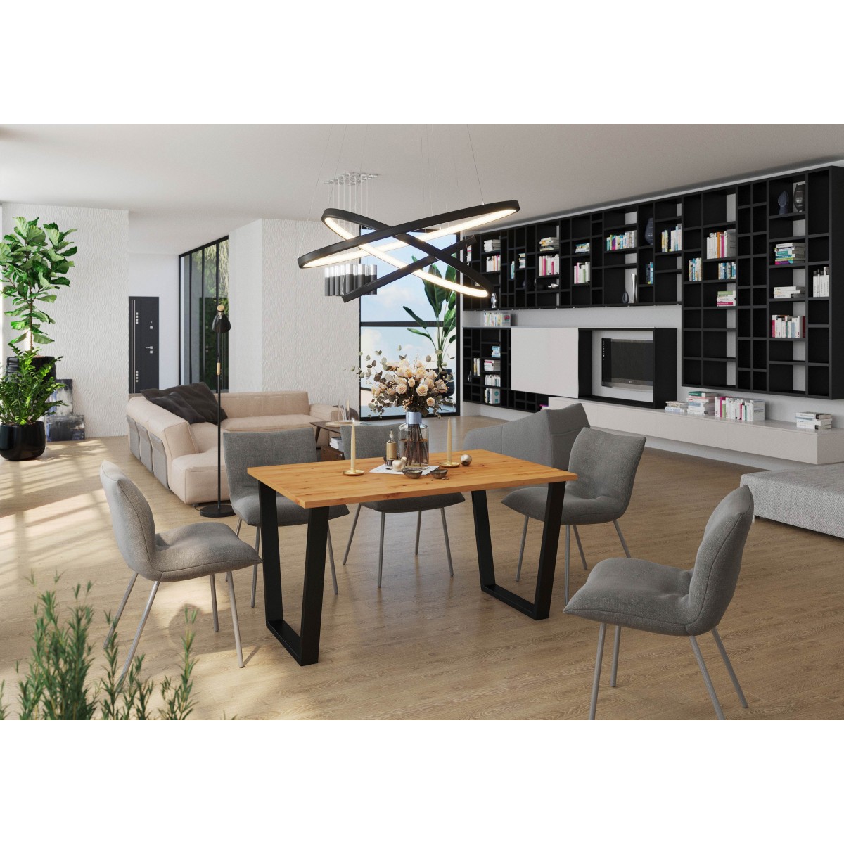 Stół masywny na metalowych nogach Cezar 185x67 dąb artisan