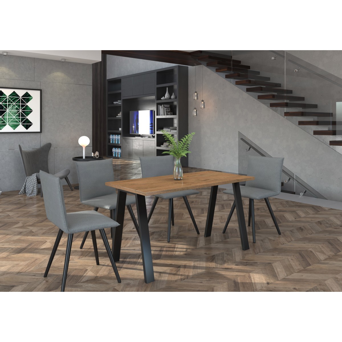 Stół masywny na metalowych nogach Kleo 185x90 dąb lancelot