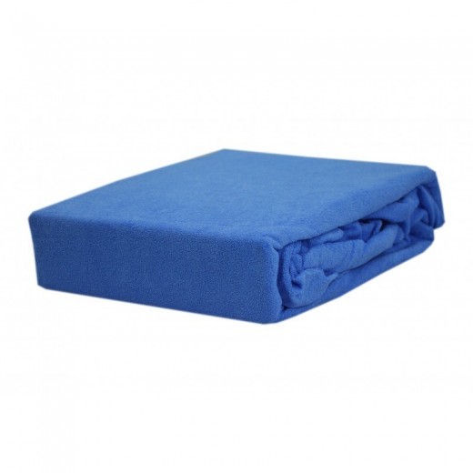 Prześcieradło frotte 160x200 grube niebieskie policyjne