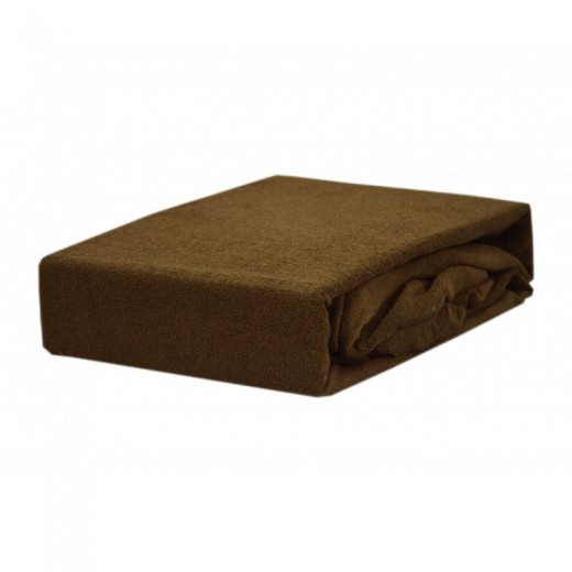Prześcieradło frotte 200x220 grube brązowe
